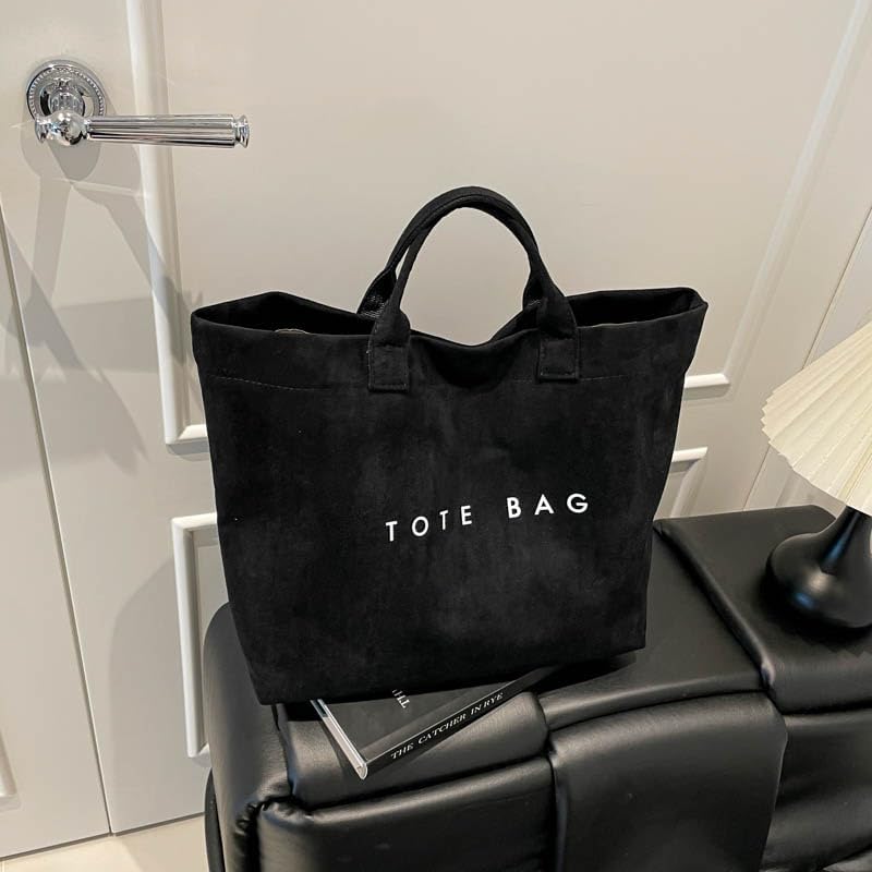 Cohawk Suede Tote Bag for Women Large Soft Tote Bag for Work Travel Letter Print Hobo Bag Fashion Handbag - Image 4
